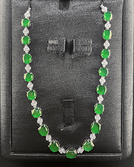 正阳绿翡翠蛋面晚装链