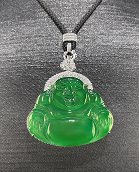 冰种帝王绿翡翠大佛公吊坠