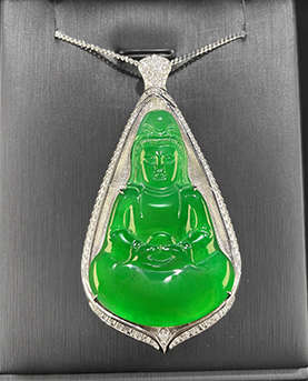 高冰阳绿翡翠观音吊坠