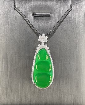 高冰阳绿翡翠福豆吊坠