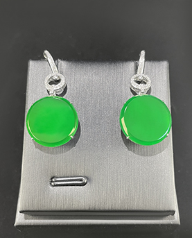 冰种阳绿翡翠平安扣耳坠