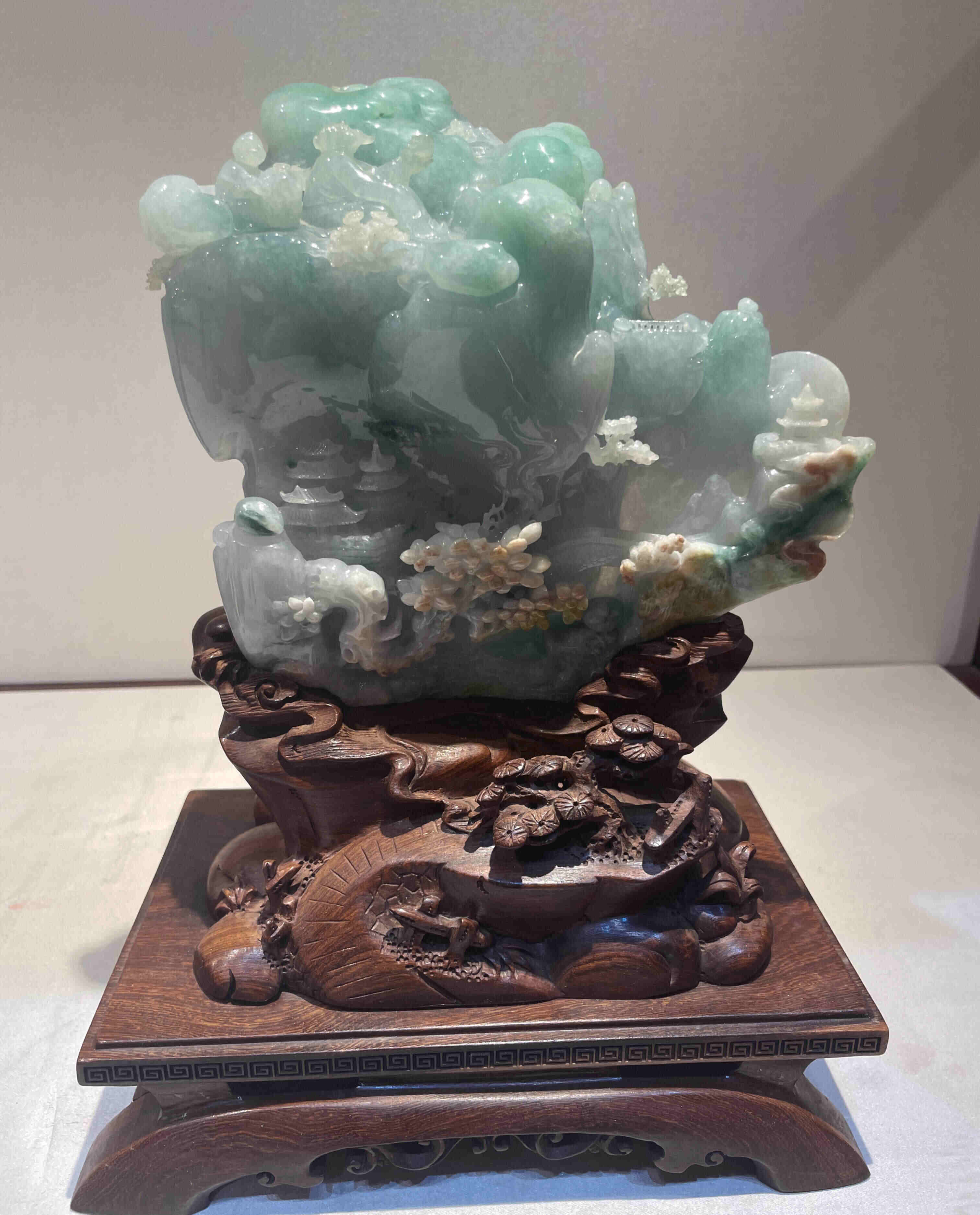 翡翠山水楼阁摆件 意境悠远玉雕